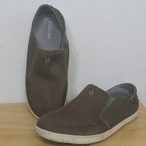 Men's OluKai Nohea Mesh Mustang/Lime Peel Slip On Shoes Loafers